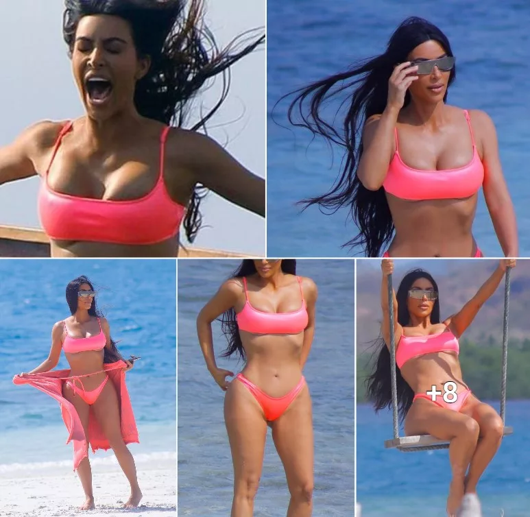 “A Stunning Sight: Kim Kardashian Flaunts a Vibrant Pink Bikini Ensemble on Yacht with Marcus Hyde Prior to his Tragedy”